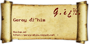 Gerey Áhim névjegykártya